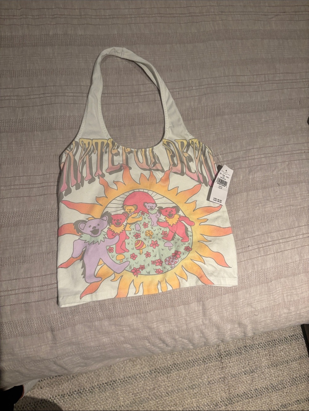 Grateful Dead Sunflower Bear Graphic halter top - White American Eagle small NWT